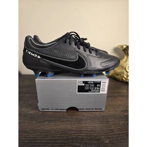 Nike Tiempo Legend 9 Elite FG Black/Blue Soccer Cleats Men's Size 9
